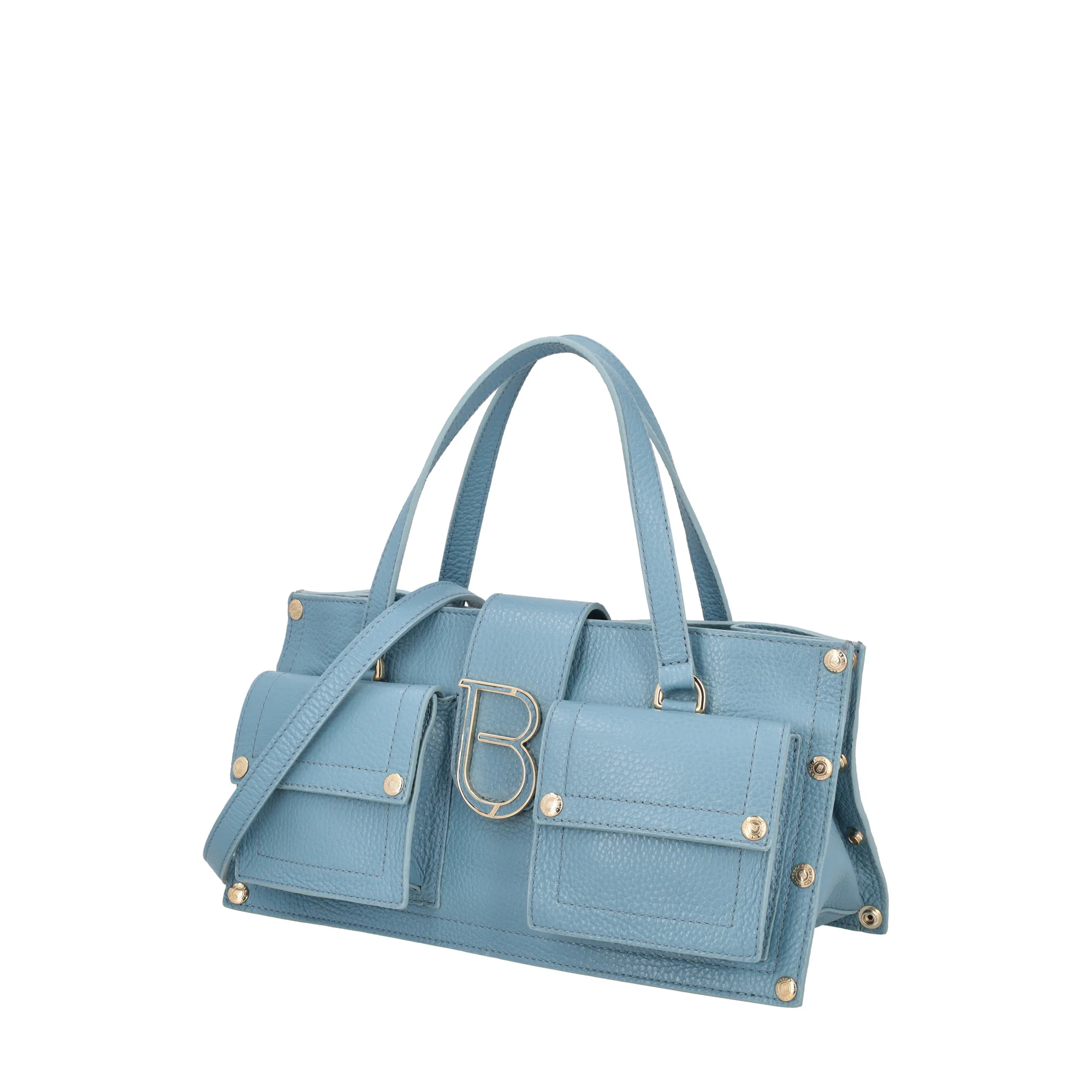Borsa a mano Elodie con tasche colore azzurro - Image 3