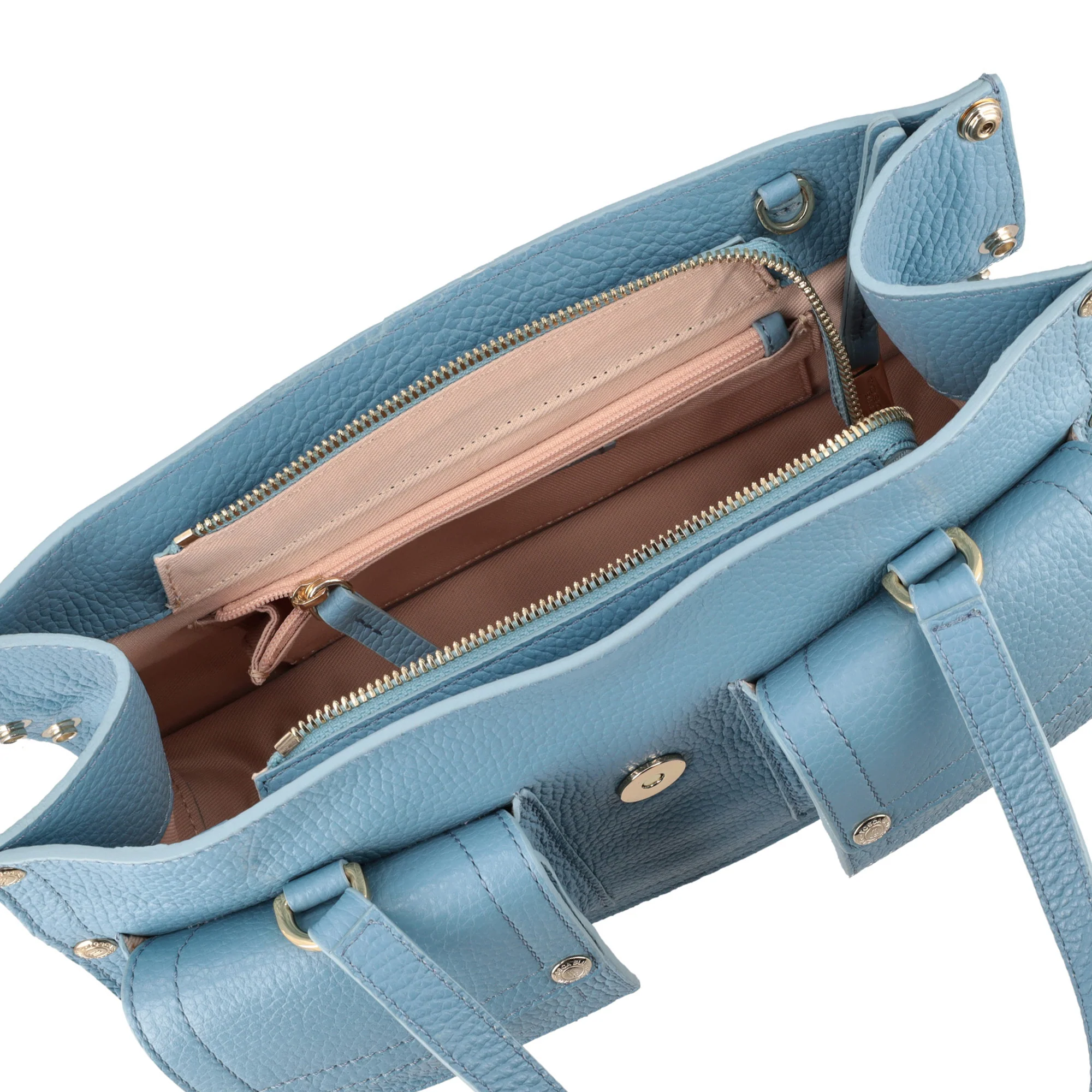 Borsa a mano Elodie con tasche colore azzurro - Image 4