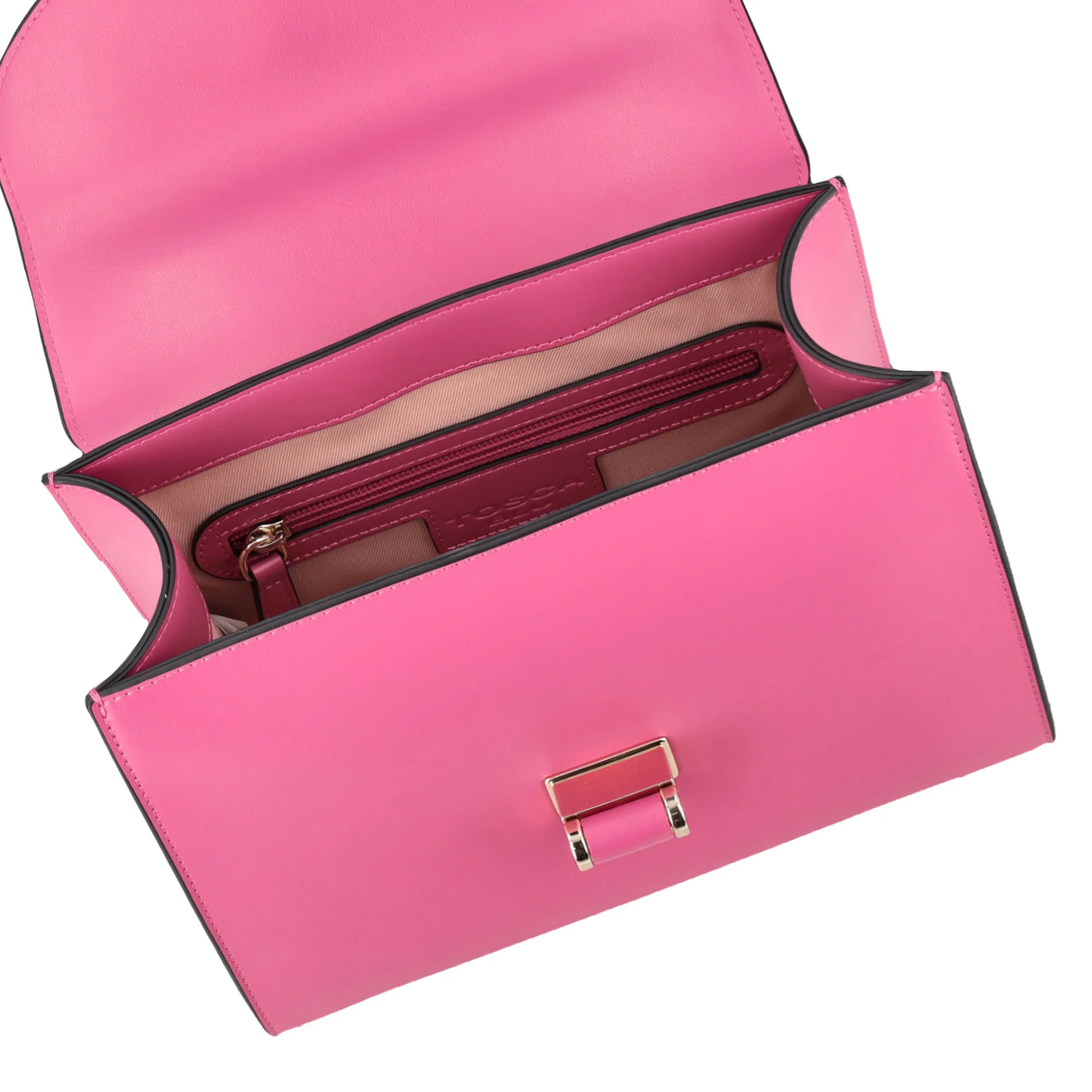 Borsa a spalla Grace in pelle con tracolla colore fucsia - Image 4