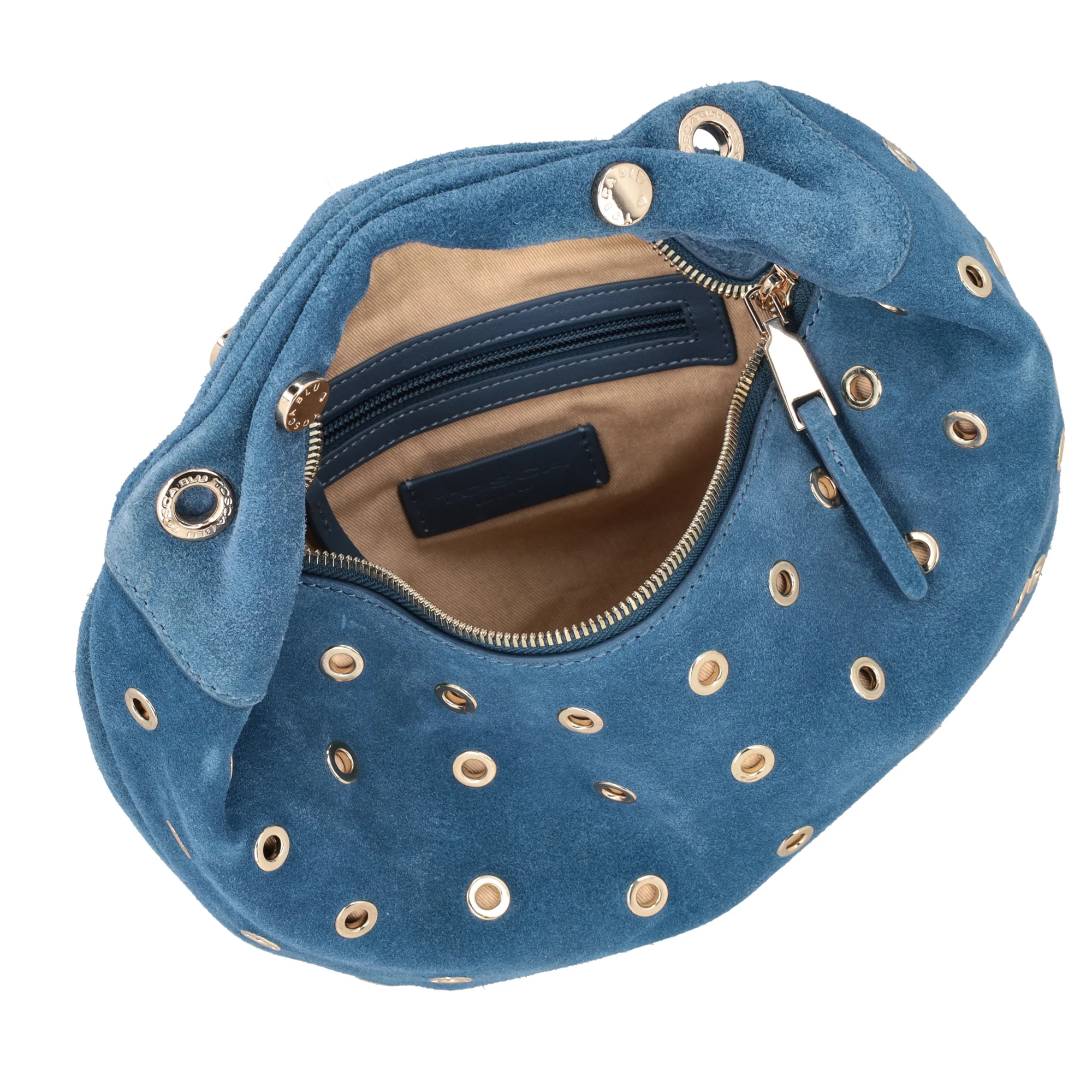 Borsa in suede piccola Dubai colore blu - Image 4