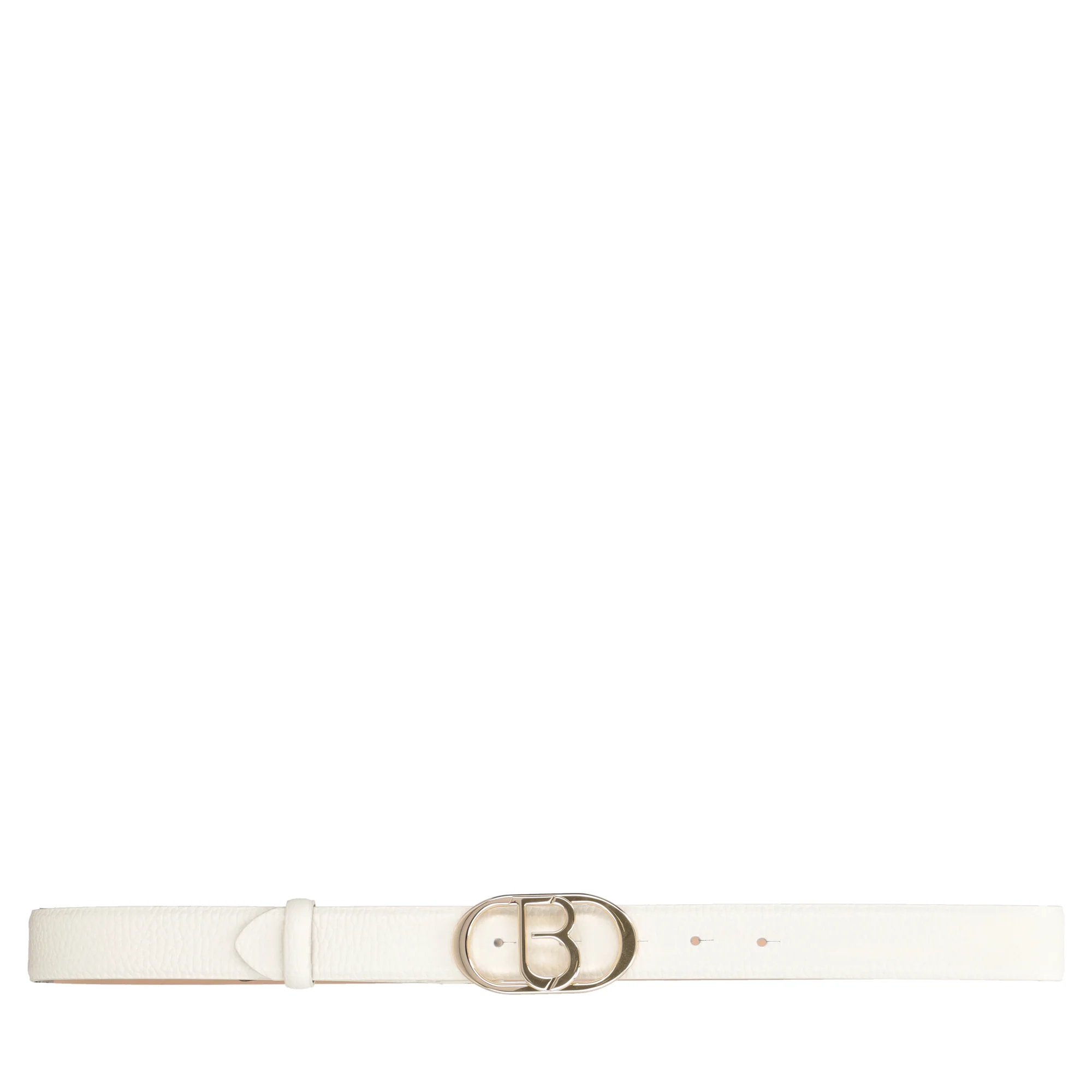 Cintura in pelle con fibbia logo colore avorio