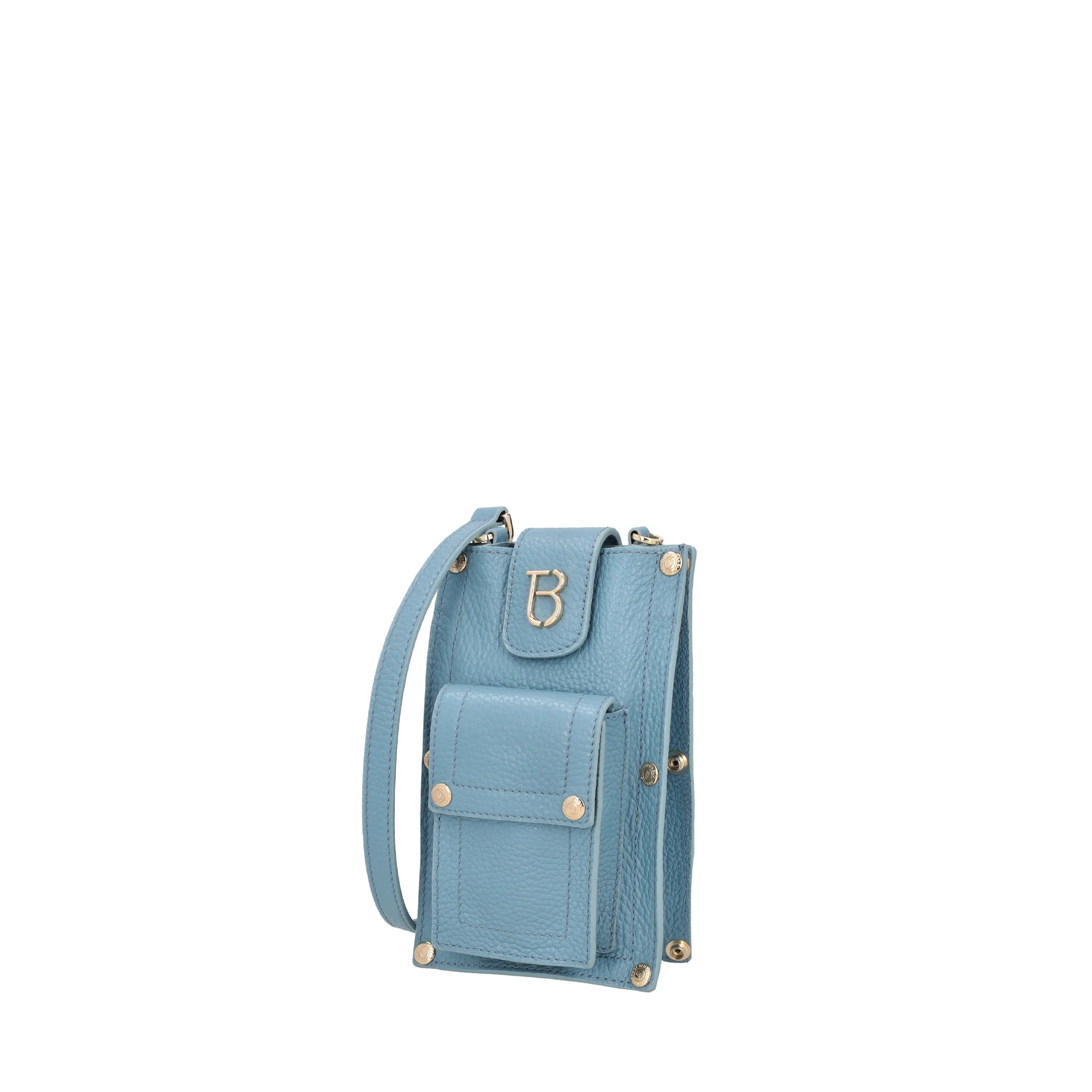 Portacellulare in pelle Elodie con tracolla colore azzurro - Image 3