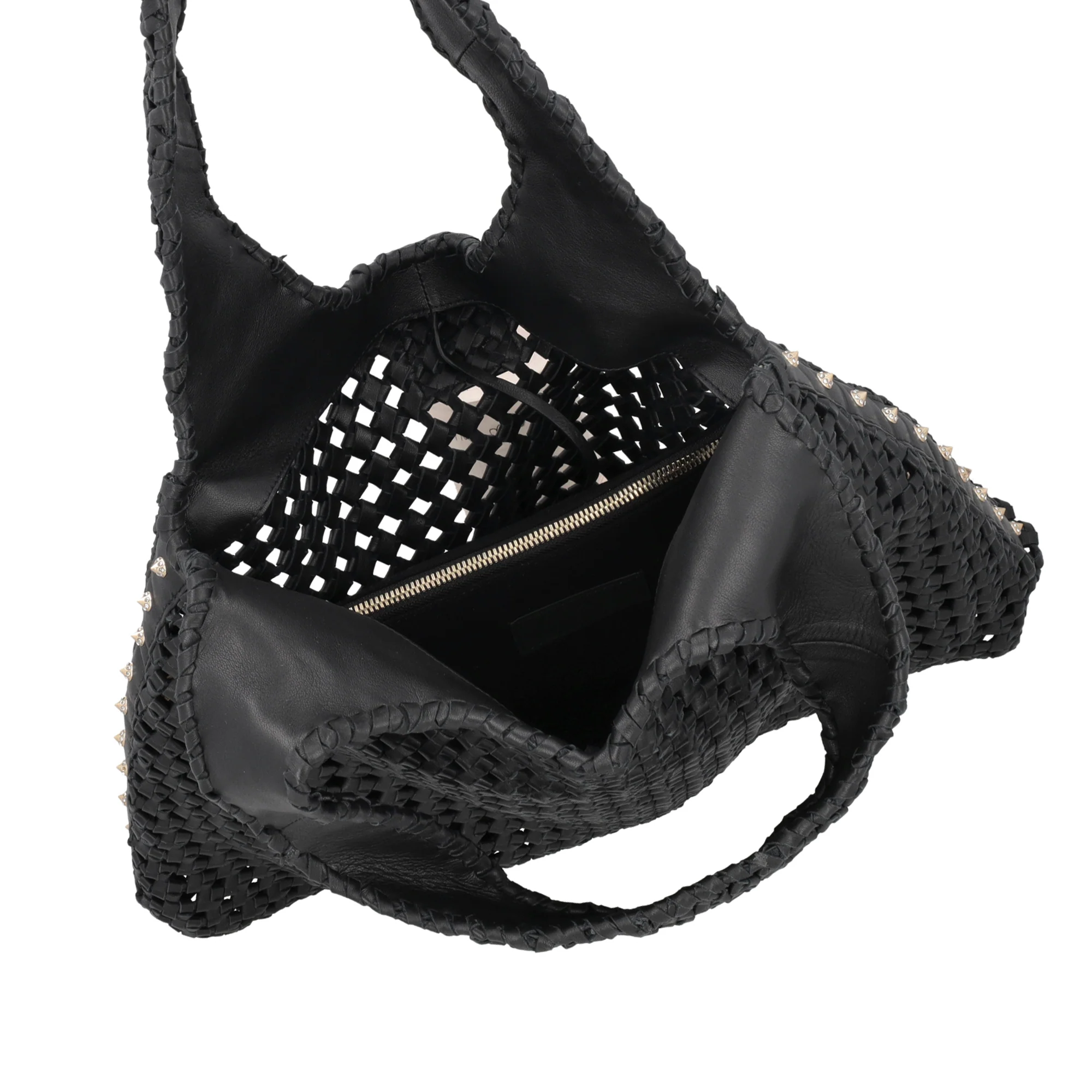 Sacca in pelle intrecciata Sahara colore nero - Image 6