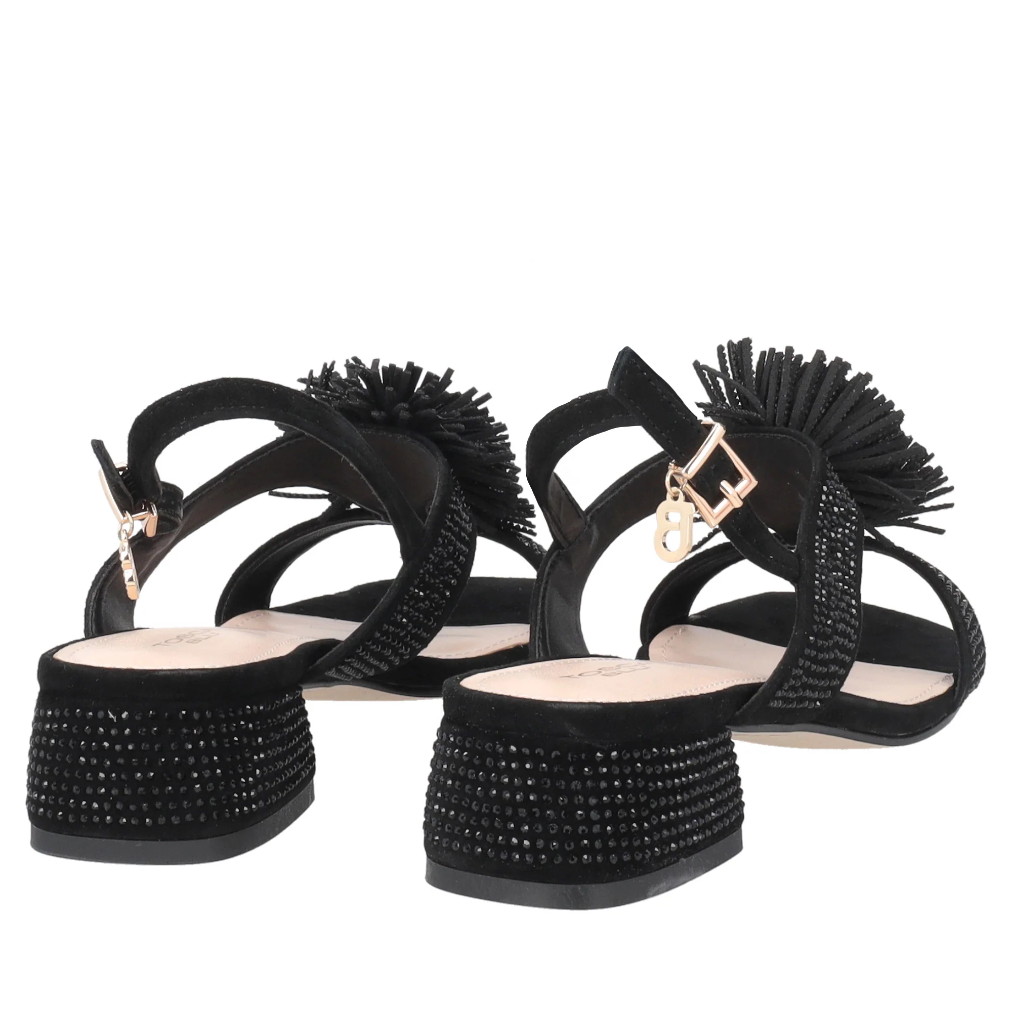 Sandalo Lisbona in pelle scamosciata con strass colore nero - Image 4
