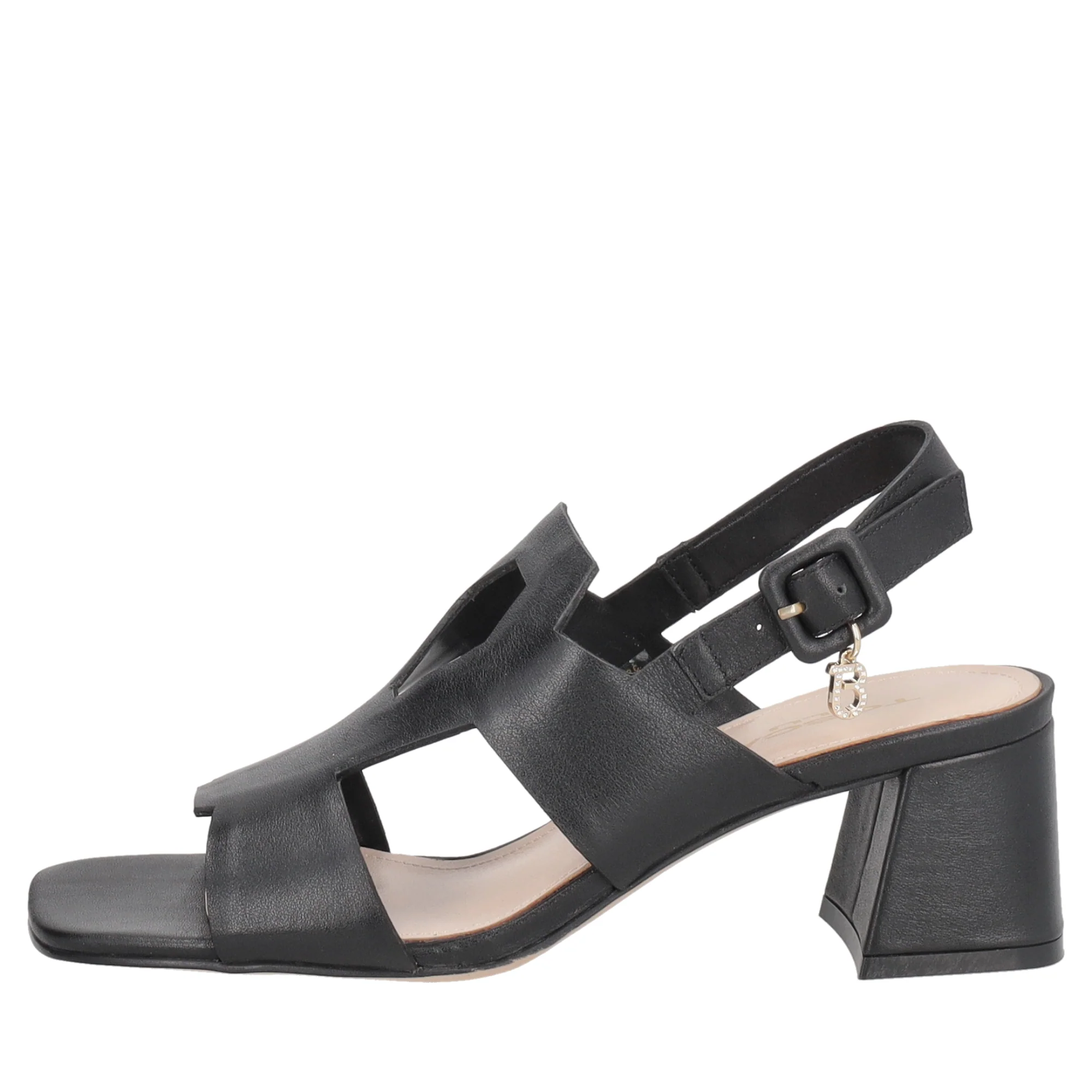 Sandalo Malindi in pelle con tacco colore nero - Image 4