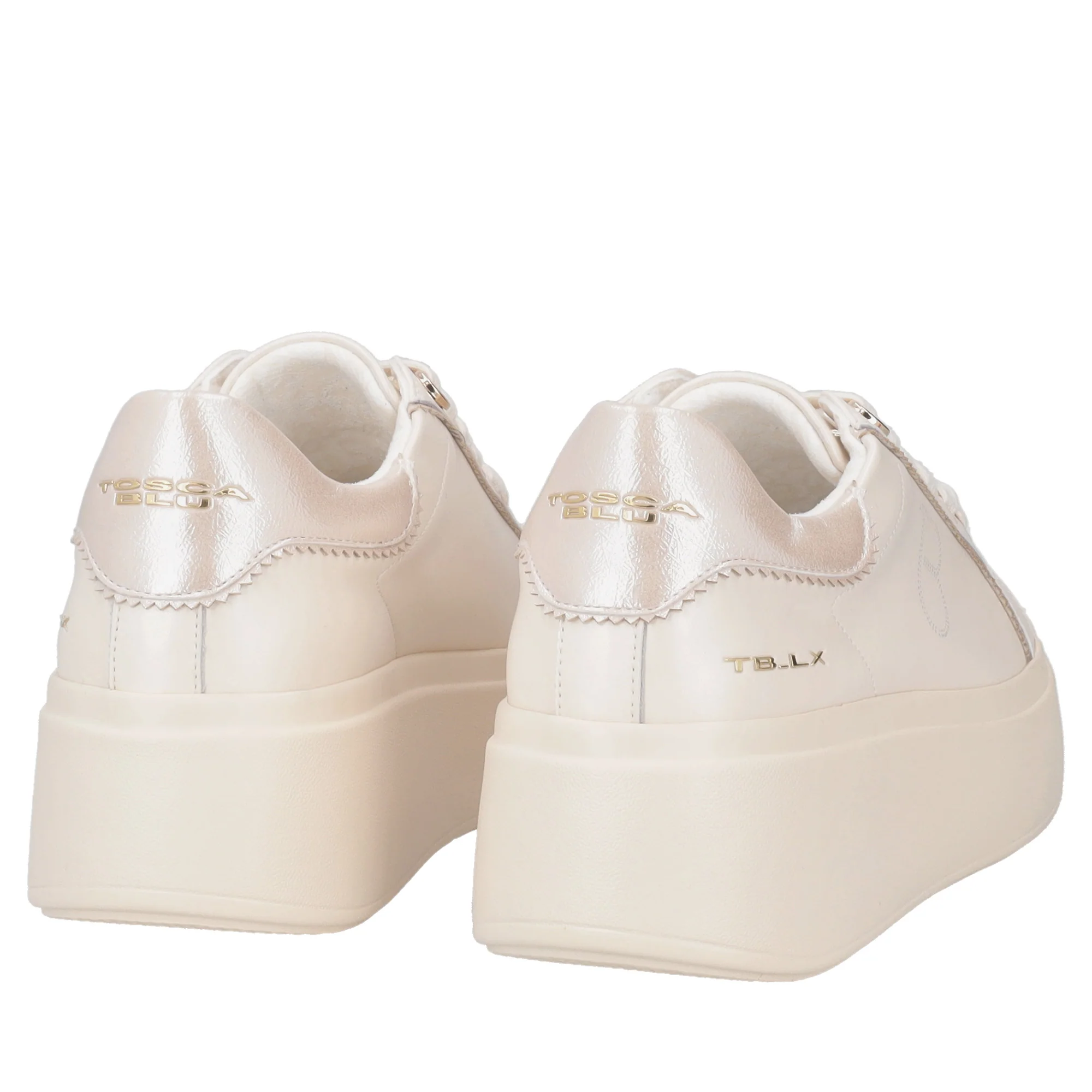 Sneaker gioiello Clara in pelle con perle colore beige - Image 4