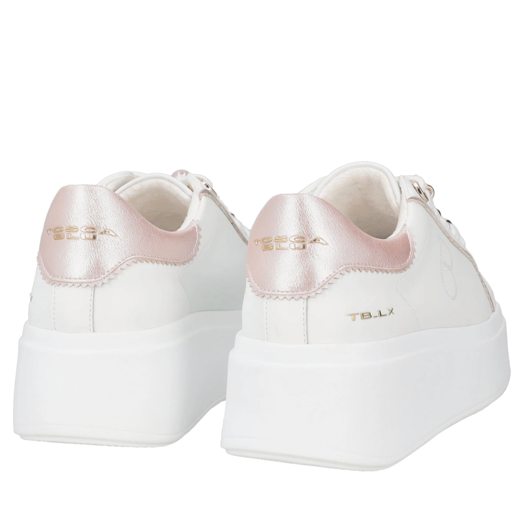 Sneaker gioiello Clara in pelle con perle colore bianco/rosa - Image 4