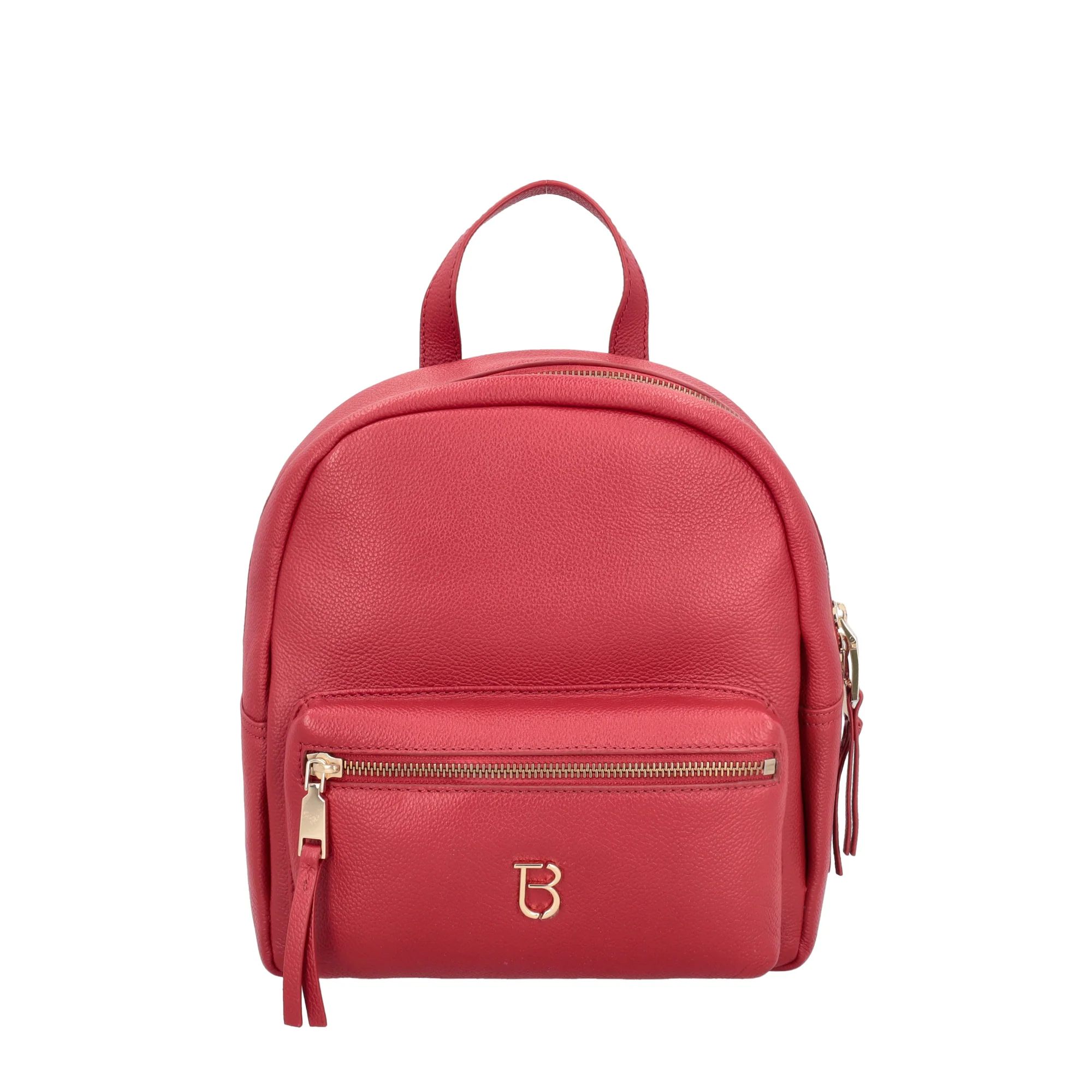 Zaino Roma in pelle con tasca colore rosso